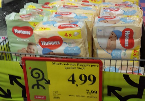 Mitrās salvetes "Huggies": pērc vairāk, maksā mazāk