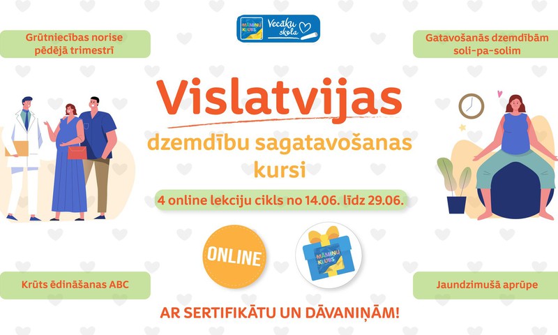 Komplektējam jaunu grupu uz Vislatvijas dzemdību sagatavošanās kursiem no 14.jūnija